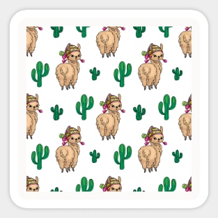 Cute Llamas Neck Gator Cactus Brown Lllama Sticker